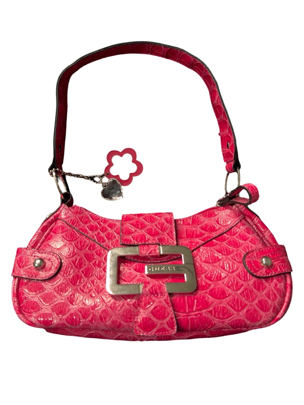 Y2K Guess Croc Pattern Chrome Hardware Purse 👛